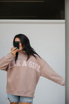 Like a Girl Mock Neck Fleece Sweater