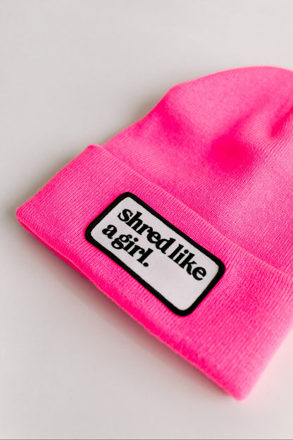 Hot Pink Shred Patch Beanie