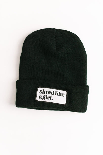 Black Shred Patch Beanie