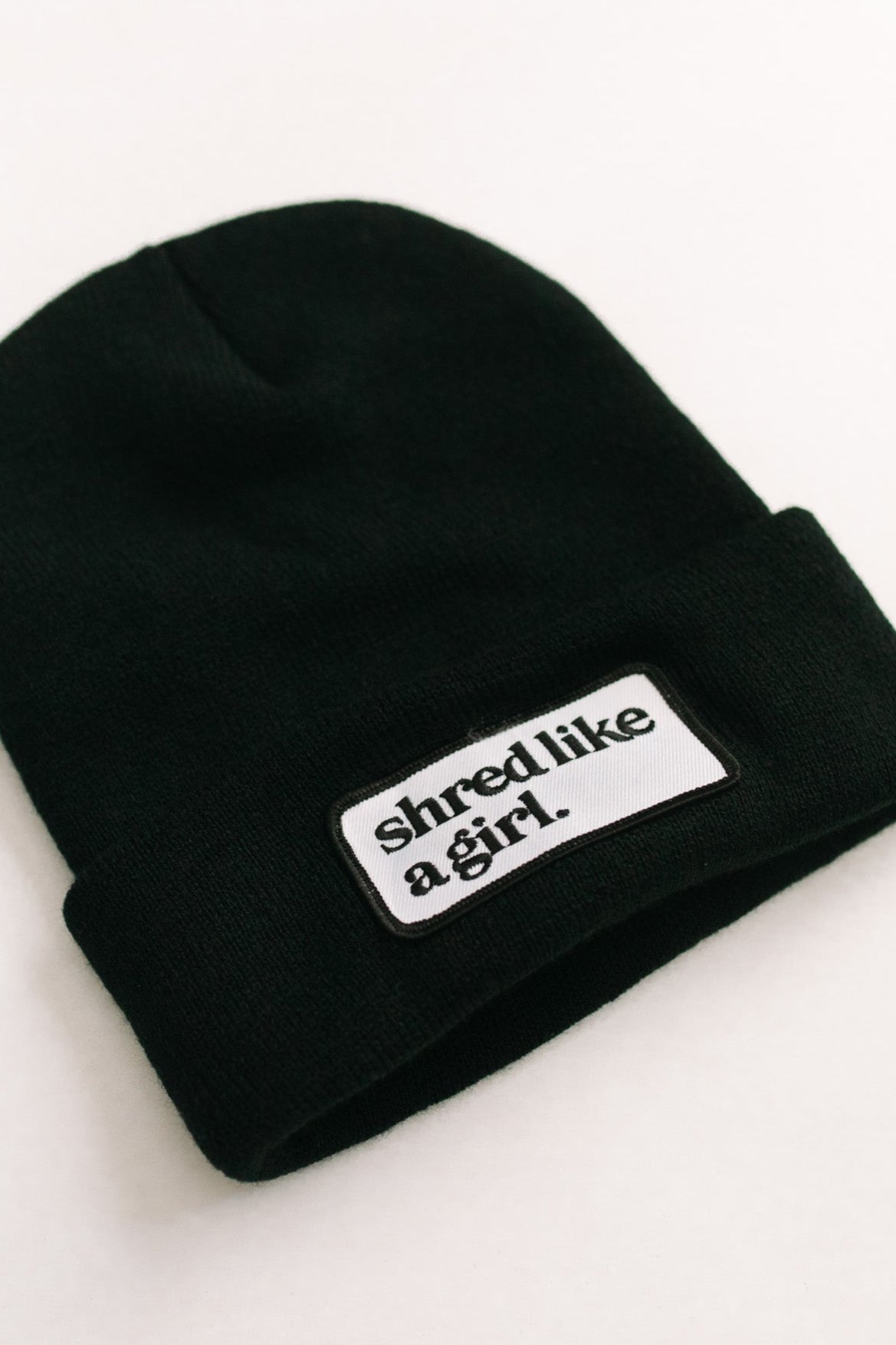 Black Shred Patch Beanie