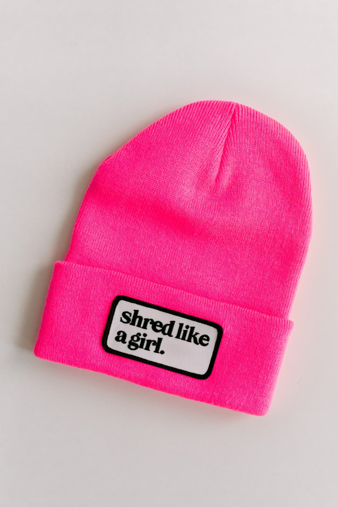 Hot Pink Shred Patch Beanie