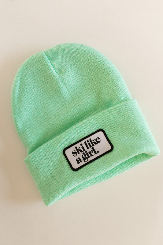 Seafoam Beanie with Patch