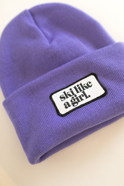 Violet Beanie with Patch