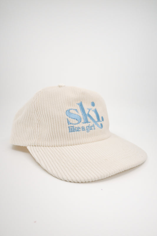 White Corduroy Après 5 Panel