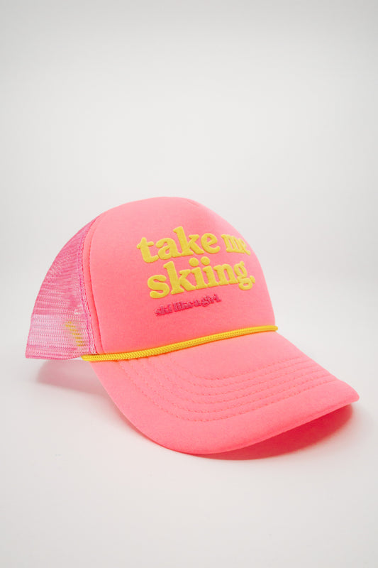 Flamingo Take Me Skiing Trucker Hat