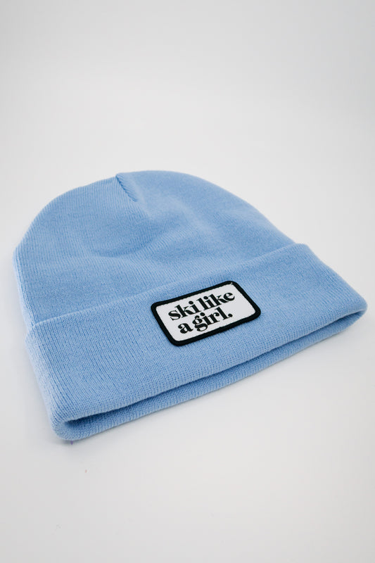 Periwinkle Beanie with Patch