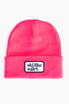 Hot Pink Beanie with Patch