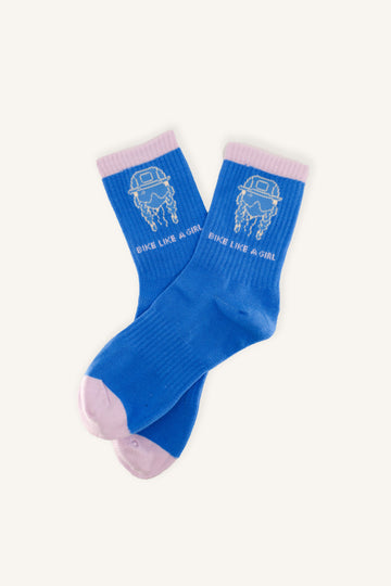 Bike Like a Girl Socks – Cobalt Sendy