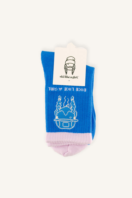 Bike Like a Girl Socks – Cobalt Sendy