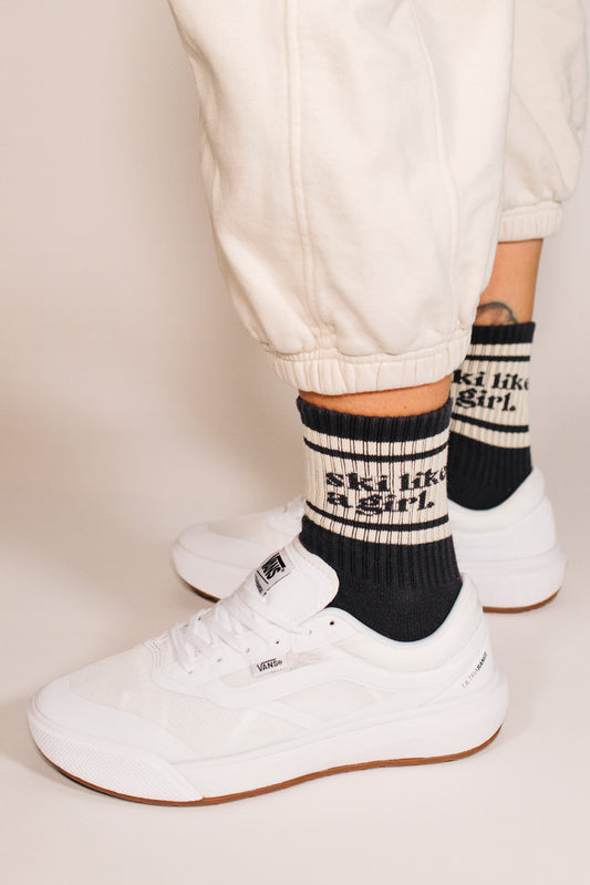Ski Like a Girl Socks – Black
