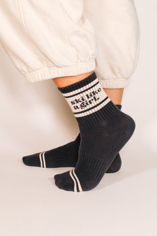 Ski Like a Girl Socks – Black