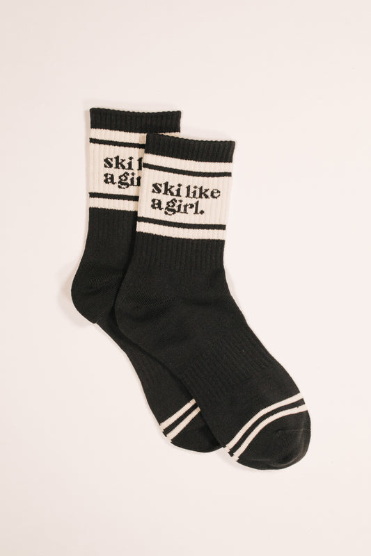 Ski Like a Girl Socks – Black