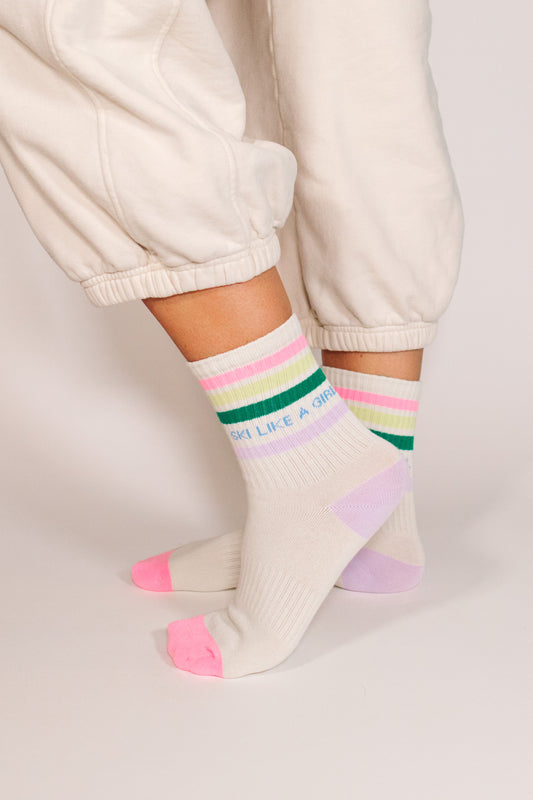 Ski Like a Girl Socks – Candy Stripe