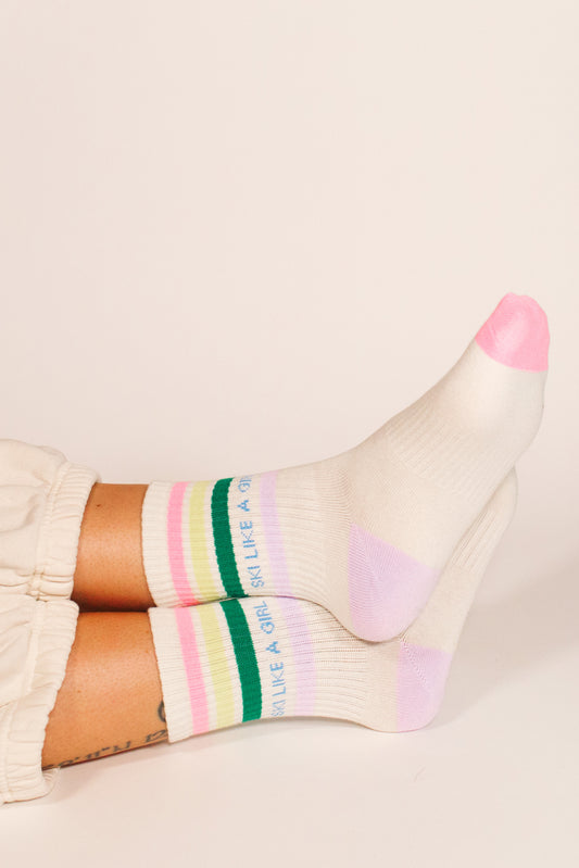 Ski Like a Girl Socks – Candy Stripe