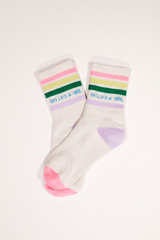 Ski Like a Girl Socks – Candy Stripe