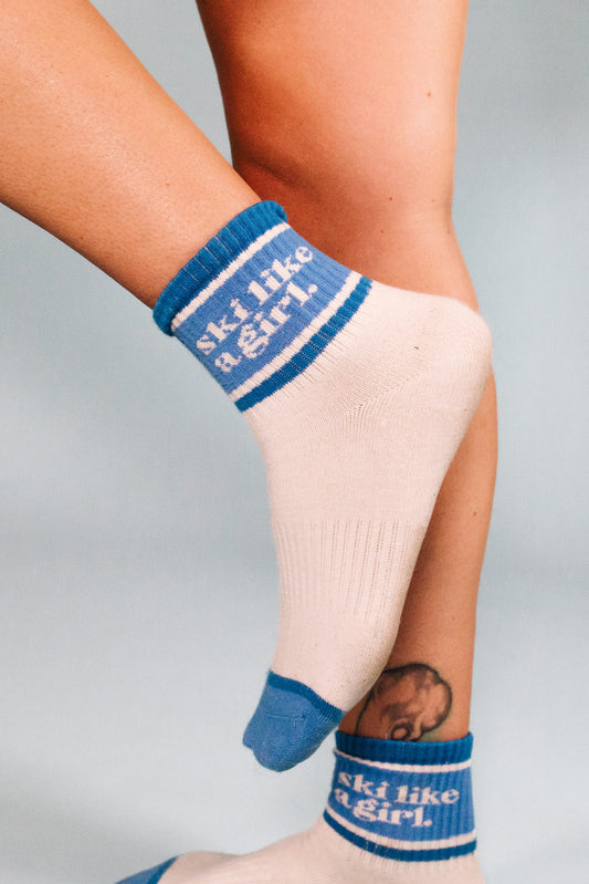 Ski Like a Girl Socks – Cobalt