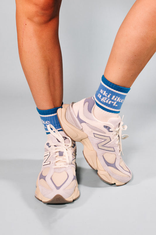 Ski Like a Girl Socks – Cobalt