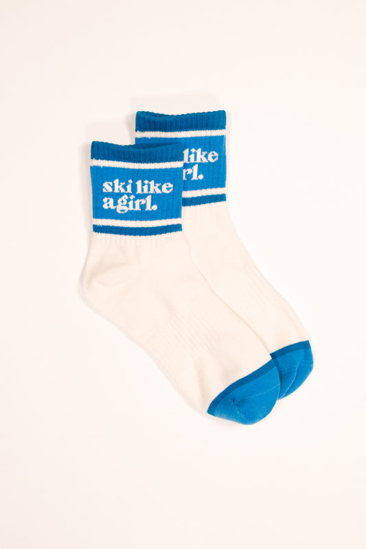 Ski Like a Girl Socks – Cobalt