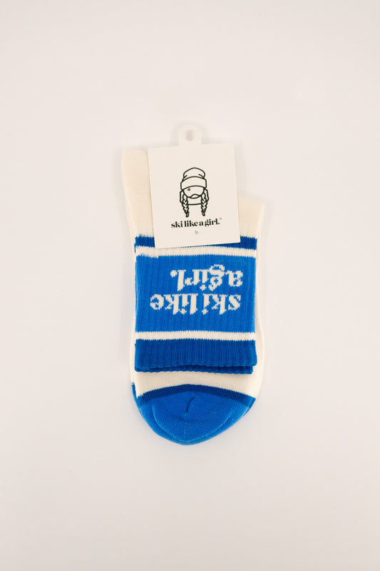 Ski Like a Girl Socks – Cobalt