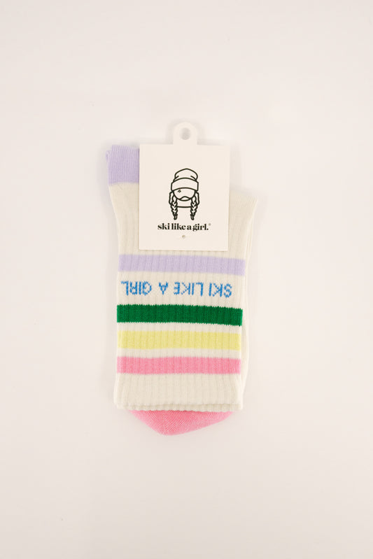 Ski Like a Girl Socks – Candy Stripe