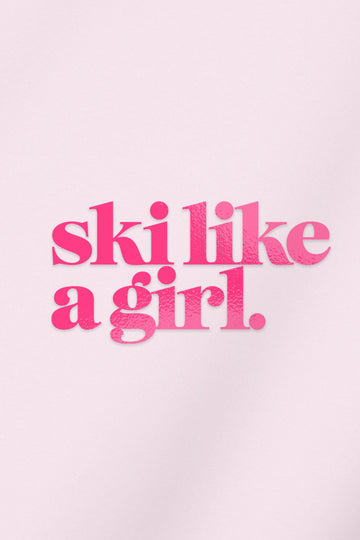 Ski Like a Girl Transfer Sticker – Neon Pink