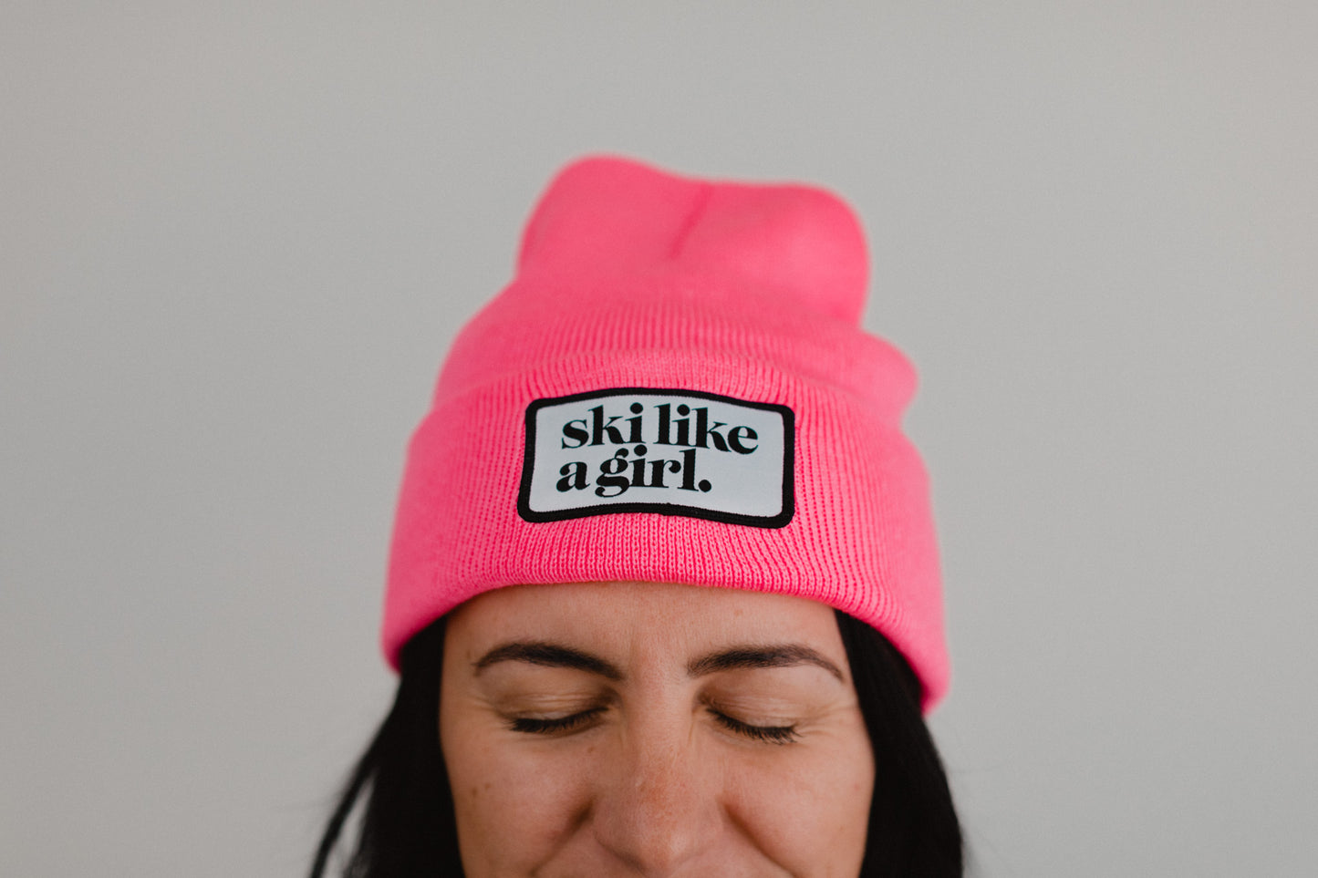 Hot Pink Beanie with Patch