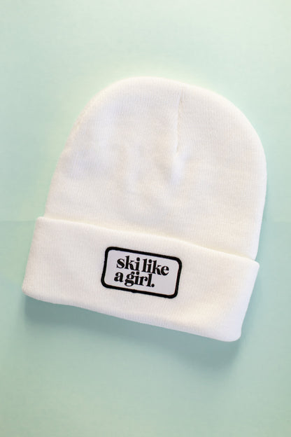 White Beanie with Patch