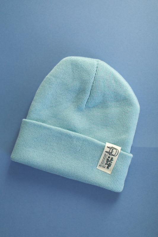 Light Blue Beanie with Small Tag