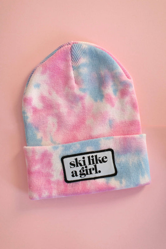 Cotton Candy Tie-dye Beanie with Patch